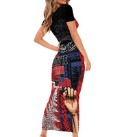 Aotearoa and Samoa Toitu Te Tiriti Short Sleeve Bodycon Dress Honour the Treaty - Te Tiriti Is Us LT03 - Polynesian Pride