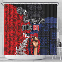 Aotearoa and Samoa Toitu Te Tiriti Shower Curtain Honour the Treaty - Te Tiriti Is Us LT03 - Polynesian Pride