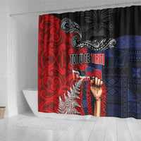 Aotearoa and Samoa Toitu Te Tiriti Shower Curtain Honour the Treaty - Te Tiriti Is Us LT03 - Polynesian Pride