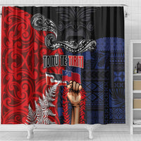Aotearoa and Samoa Toitu Te Tiriti Shower Curtain Honour the Treaty - Te Tiriti Is Us LT03 - Polynesian Pride