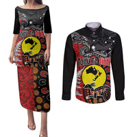 Aotearoa and Australia Toitu Te Tiriti Couples Matching Puletasi and Long Sleeve Button Shirt Honour the Treaty - Te Tiriti Is Us LT03 Black - Polynesian Pride