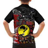 Aotearoa and Australia Toitu Te Tiriti Family Matching Off The Shoulder Long Sleeve Dress and Hawaiian Shirt Honour the Treaty - Te Tiriti Is Us LT03 - Polynesian Pride