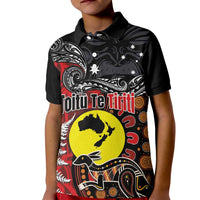 Aotearoa and Australia Toitu Te Tiriti Kid Polo Shirt Honour the Treaty - Te Tiriti Is Us LT03 Kid Black - Polynesian Pride