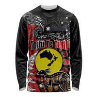 Aotearoa and Australia Toitu Te Tiriti Long Sleeve Shirt Honour the Treaty - Te Tiriti Is Us LT03 Unisex Black - Polynesian Pride