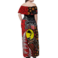 Aotearoa and Australia Toitu Te Tiriti Off Shoulder Maxi Dress Honour the Treaty - Te Tiriti Is Us LT03 - Polynesian Pride