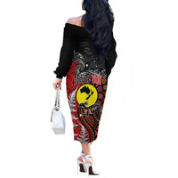 Aotearoa and Australia Toitu Te Tiriti Off The Shoulder Long Sleeve Dress Honour the Treaty - Te Tiriti Is Us LT03 - Polynesian Pride