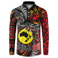 Aotearoa and Australia Toitu Te Tiriti Button Sweatshirt Honour the Treaty - Stand Together Stand Stronger LT03 Black - Polynesian Pride