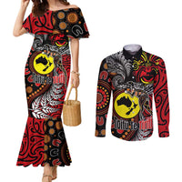 Aotearoa and Australia Toitu Te Tiriti Couples Matching Mermaid Dress and Long Sleeve Button Shirt Honour the Treaty - Stand Together Stand Stronger LT03 Black - Polynesian Pride
