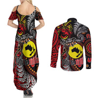 Aotearoa and Australia Toitu Te Tiriti Couples Matching Summer Maxi Dress and Long Sleeve Button Shirt Honour the Treaty - Stand Together Stand Stronger LT03 - Polynesian Pride