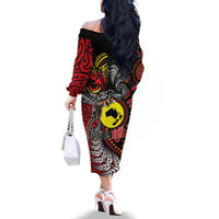Aotearoa and Australia Toitu Te Tiriti Family Matching Off The Shoulder Long Sleeve Dress and Hawaiian Shirt Honour the Treaty - Stand Together Stand Stronger LT03 - Polynesian Pride