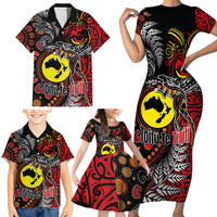 Aotearoa and Australia Toitu Te Tiriti Family Matching Short Sleeve Bodycon Dress and Hawaiian Shirt Honour the Treaty - Stand Together Stand Stronger LT03 - Polynesian Pride