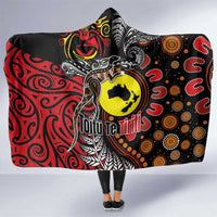 Aotearoa and Australia Toitu Te Tiriti Hooded Blanket Honour the Treaty - Stand Together Stand Stronger LT03 One Size Black - Polynesian Pride