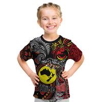 Aotearoa and Australia Toitu Te Tiriti Kid T Shirt Honour the Treaty - Stand Together Stand Stronger LT03 Black - Polynesian Pride
