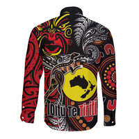 Aotearoa and Australia Toitu Te Tiriti Long Sleeve Button Shirt Honour the Treaty - Stand Together Stand Stronger LT03 - Polynesian Pride