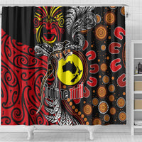 Aotearoa and Australia Toitu Te Tiriti Shower Curtain Honour the Treaty - Stand Together Stand Stronger LT03 - Polynesian Pride