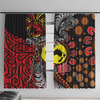 Aotearoa and Australia Toitu Te Tiriti Window Curtain Honour the Treaty - Stand Together Stand Stronger LT03 With Hooks Black - Polynesian Pride