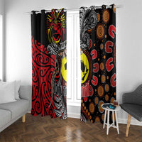 Aotearoa and Australia Toitu Te Tiriti Window Curtain Honour the Treaty - Stand Together Stand Stronger LT03 With Grommets Black - Polynesian Pride