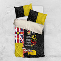 Aotearoa and Niue Toitu Te Tiriti Bedding Set Honour the Treaty - Fight Together Stand Together LT03 US Twin 172cm x 218cm Black - Polynesian Pride