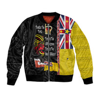 Aotearoa and Niue Toitu Te Tiriti Bomber Jacket Honour the Treaty - Fight Together Stand Together LT03 Unisex Black - Polynesian Pride