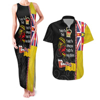 Aotearoa and Niue Toitu Te Tiriti Couples Matching Tank Maxi Dress and Hawaiian Shirt Honour the Treaty - Fight Together Stand Together LT03 Black - Polynesian Pride
