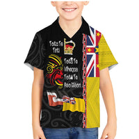 Aotearoa and Niue Toitu Te Tiriti Family Matching Mermaid Dress and Hawaiian Shirt Honour the Treaty - Fight Together Stand Together LT03 Son's Shirt Black - Polynesian Pride