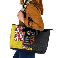 Aotearoa and Niue Toitu Te Tiriti Leather Tote Bag Honour the Treaty - Fight Together Stand Together LT03 Black - Polynesian Pride
