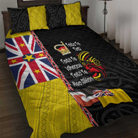 Aotearoa and Niue Toitu Te Tiriti Quilt Bed Set Honour the Treaty - Fight Together Stand Together LT03 Black - Polynesian Pride