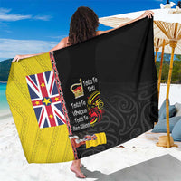 Aotearoa and Niue Toitu Te Tiriti Sarong Honour the Treaty - Fight Together Stand Together LT03 One Size 44 x 66 inches Black - Polynesian Pride