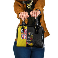 Aotearoa and Niue Toitu Te Tiriti Shoulder Handbag Honour the Treaty - Fight Together Stand Together LT03 One Size Black - Polynesian Pride