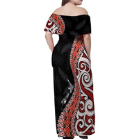 Aotearoa Maori Stylized Koru - Silver Ferns Family Matching Off Shoulder Maxi Dress and Hawaiian Shirt LT03 - Polynesian Pride