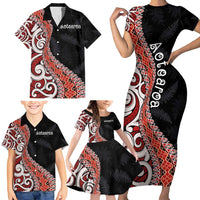 Aotearoa Maori Stylized Koru - Silver Ferns Family Matching Short Sleeve Bodycon Dress and Hawaiian Shirt LT03 - Polynesian Pride