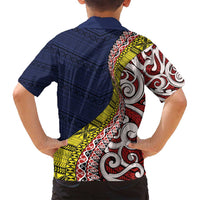 Aotearoa and Niue Family Matching Tank Maxi Dress and Hawaiian Shirt Hiapo Maori Stylized Koru LT03 - Polynesian Pride
