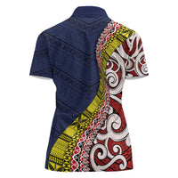 Aotearoa and Niue Women Polo Shirt Hiapo Maori Stylized Koru