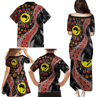 Aotearoa and Australia Family Matching Puletasi and Hawaiian Shirt Maori Koru Ferns With Aboriginal Kangaroo LT03 - Polynesian Pride