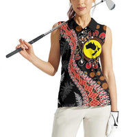 Aotearoa and Australia Women Sleeveless Polo Shirt Maori Koru Ferns With Aboriginal Kangaroo LT03 - Polynesian Pride