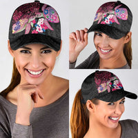 Hawaiian Couple Turtles Honi Classic Cap Polynesian Art Motifs and Hibiscus Black Red Color LT03 - Polynesian Pride