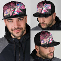 Hawaiian Couple Turtles Honi Mesh Trucker Cap Polynesian Art Motifs and Hibiscus Black Red Color LT03 - Polynesian Pride