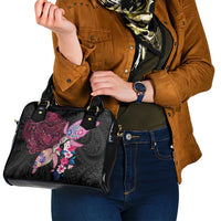 Hawaiian Couple Turtles Honi Shoulder Handbag Polynesian Art Motifs and Hibiscus Black Red Color LT03 - Polynesian Pride