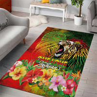 Hawaiian Reggae Area Rug Jawaiian One Love-Tribal Tatoos and Rastafari Lion LT03 - Polynesian Pride