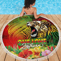 Hawaiian Reggae Beach Blanket Jawaiian One Love-Tribal Tatoos and Rastafari Lion LT03 - Polynesian Pride