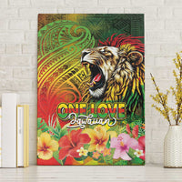 Hawaiian Reggae Canvas Wall Art Jawaiian One Love-Tribal Tatoos and Rastafari Lion LT03 Without Frame Multicolor - Polynesian Pride