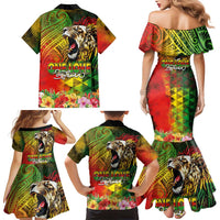 Hawaiian Reggae Family Matching Mermaid Dress and Hawaiian Shirt Jawaiian One Love-Tribal Tatoos and Rastafari Lion LT03 - Polynesian Pride