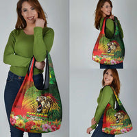 Hawaiian Reggae Grocery Bag Jawaiian One Love-Tribal Tatoos and Rastafari Lion LT03 - Polynesian Pride