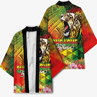 Hawaiian Reggae Kimono Jawaiian One Love-Tribal Tatoos and Rastafari Lion LT03 - Polynesian Pride