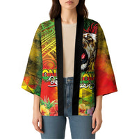 Hawaiian Reggae Kimono Jawaiian One Love-Tribal Tatoos and Rastafari Lion LT03 - Polynesian Pride