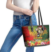 Hawaiian Reggae Leather Tote Bag Jawaiian One Love-Tribal Tatoos and Rastafari Lion LT03 - Polynesian Pride