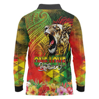 Hawaiian Reggae Long Sleeve Polo Shirt Jawaiian One Love-Tribal Tatoos and Rastafari Lion LT03 - Polynesian Pride