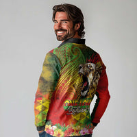 Hawaiian Reggae Long Sleeve Polo Shirt Jawaiian One Love-Tribal Tatoos and Rastafari Lion LT03 - Polynesian Pride