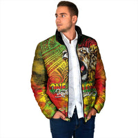 Hawaiian Reggae Padded Jacket Jawaiian One Love-Tribal Tatoos and Rastafari Lion LT03 - Polynesian Pride