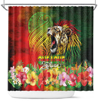 Hawaiian Reggae Shower Curtain Jawaiian One Love-Tribal Tatoos and Rastafari Lion LT03 Multicolor - Polynesian Pride